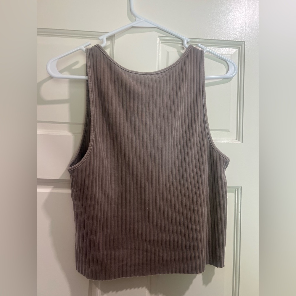 American Eagle Outfitters Charcoal Ribbed Tank Top - Picture 4 of 4